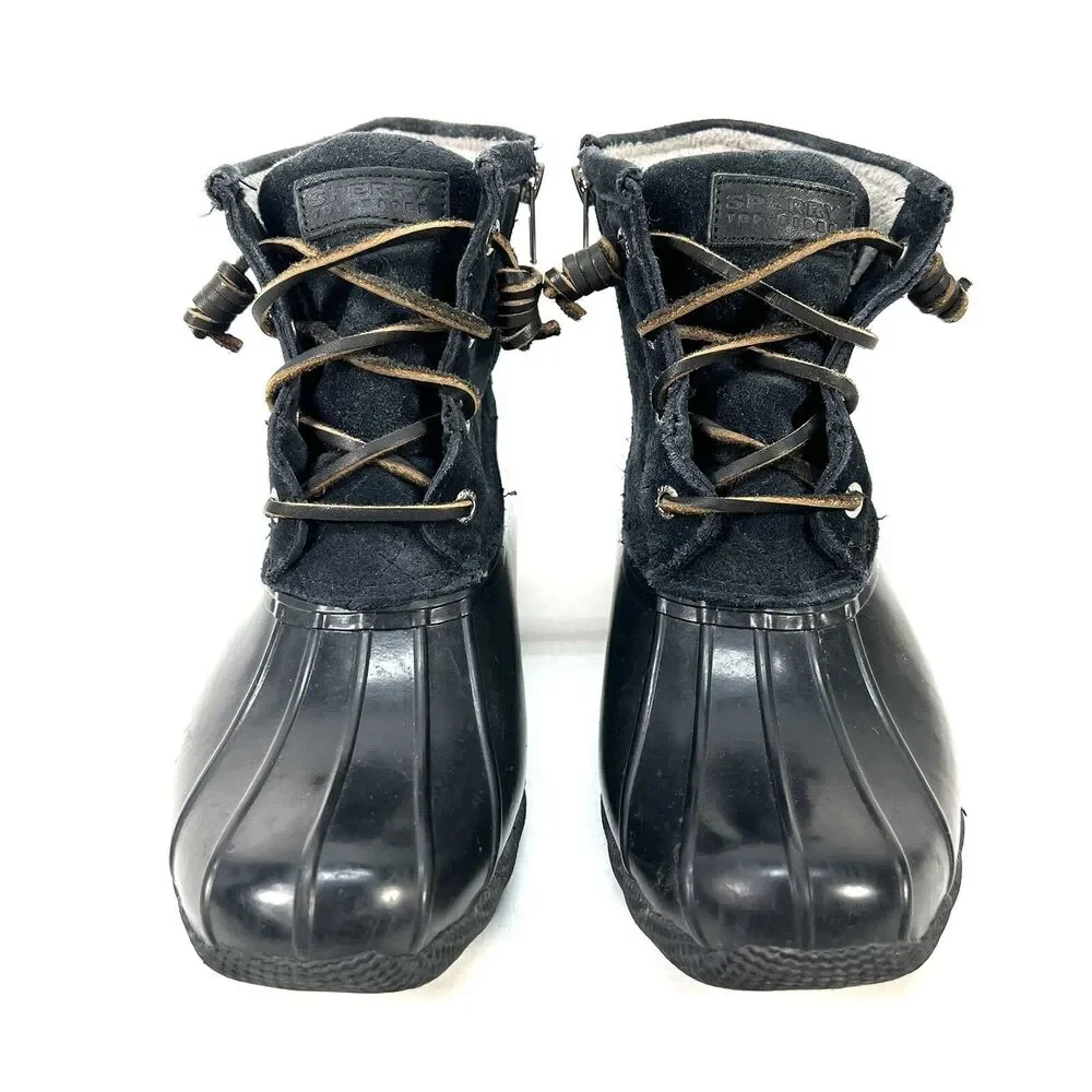 Sperry Top-Sider Boot Size 6 Duck Black Rubber Women STS90987